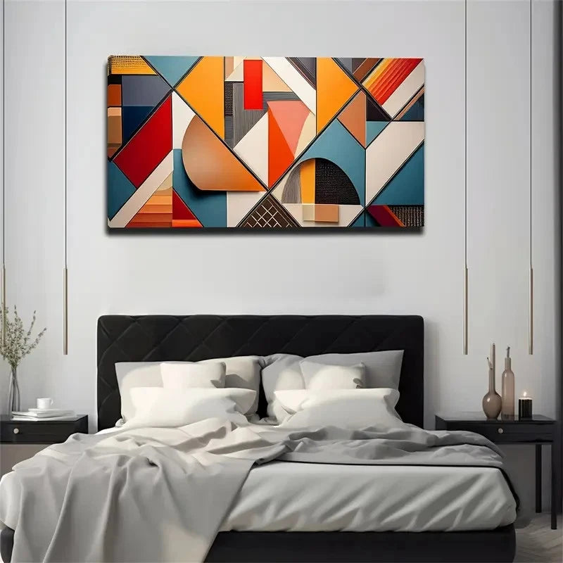 Abstract Geometric Wall Art Canvas Office Home Room Framed 120x60cm