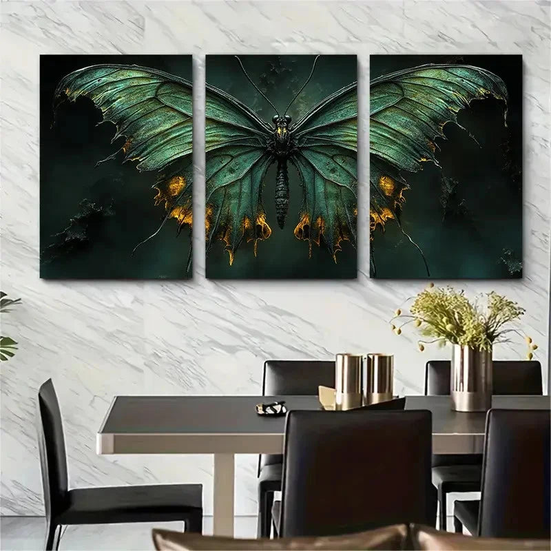 3pcs Butterfly Canvas Abstract Skeletal F Wall Art Set Canvas Framed 50x70cm - High Quality Print 100% Australian Made Wall Canvas Ready to Hang - Bella Home Decor