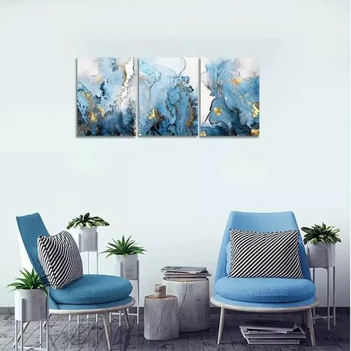 3pcs Abstract Marbling Art Set Canvas Unframed - High Quality Print 100% Australian Made Wall Canvas - Bella Home Decor