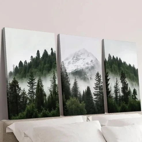 3pcs Snowy Mountain and Forest Wall Art Set Canvas Unframed - High Quality Print 100% Australian Made Wall Canvas