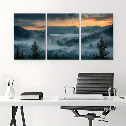 3pcs Sunset & Forest With Mountain Art Set Canvas Unframed - High Quality Print 100% Australian Made Wall Canvas