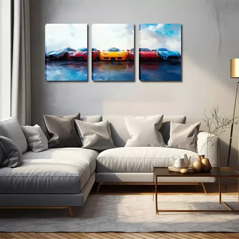 3pcs Several Cool Sports Cars Wall Art Canvas Unframed - High Quality Print 100% Australian Made Wall Canvas