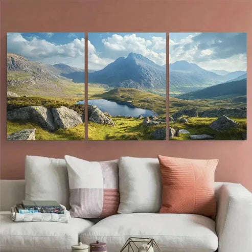 3pcs Snowdonia and Tryfan Stunning Wales Wall Art Set Canvas Unframed - High Quality Print 100% Australian Made Wall Canvas