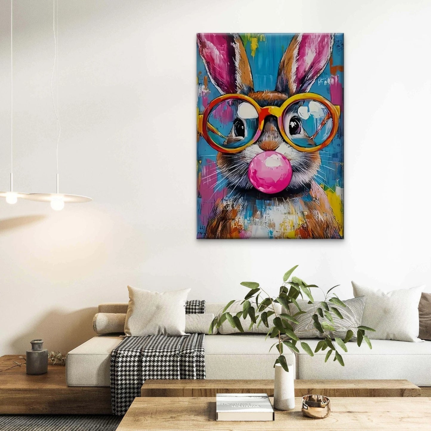 The Bunny with Yellow Spectacles 40x60cm Metal Print Ready to Hang
