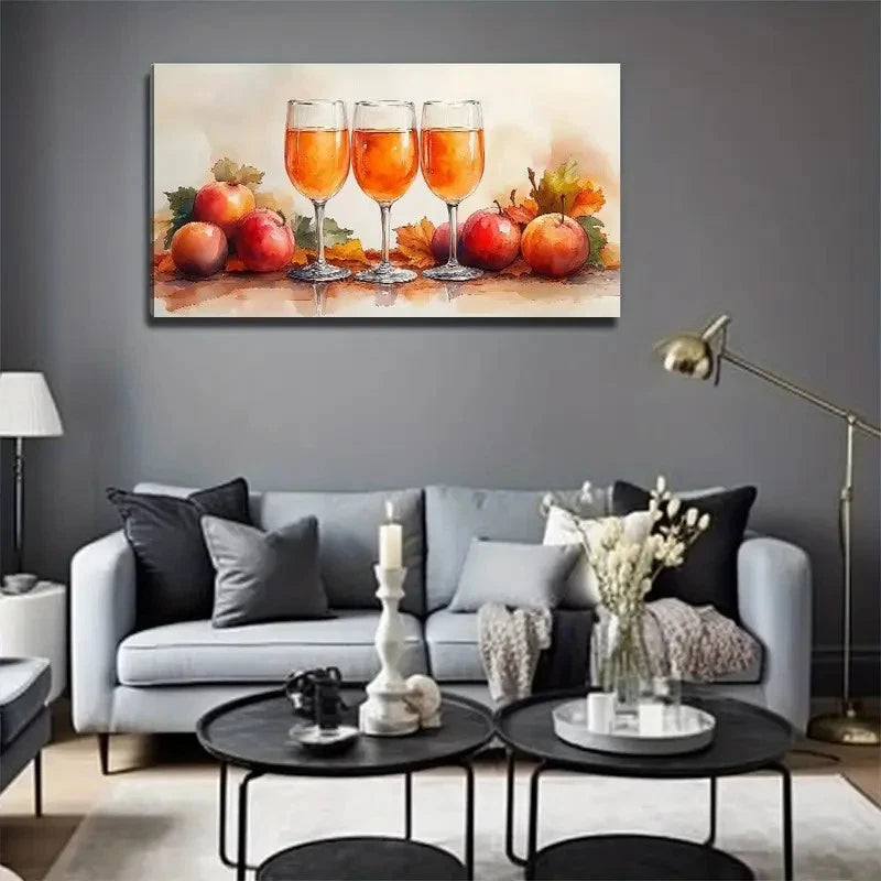 Vibrant Fruit & Juice Design Wall Art Canvas Office Home Room Framed 120x60cm