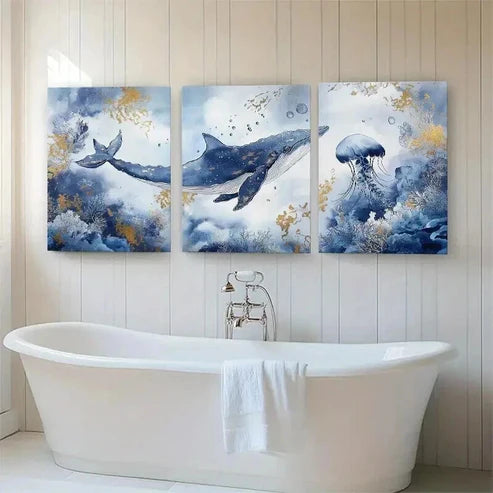 3pcs Mystical Ocean Life Coastal Perfect Wall Art Set Canvas Unframed - High Quality Print 100% Australian Made Wall Canvas