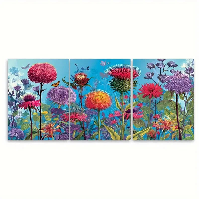 3pcs Edinburgh Travel Botanical Floral Design Wall Art Set Canvas Framed 60x90cm - High Quality Print 100% Australian Made Wall Canvas Ready to Hang - Bella Home Decor