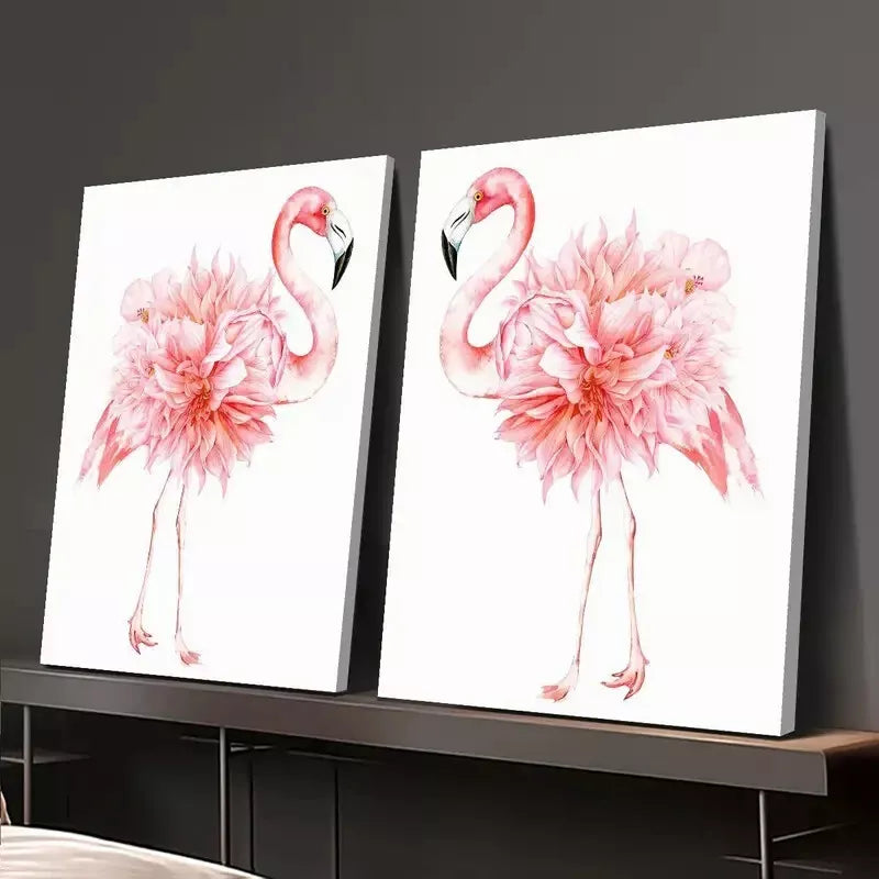 2pcs Minimalism, Flamingo Art, Watercolor Painting Canvas Framed 50x75cm - High Quality Print 100% Australian Made Wall Canvas Ready to Hang - Bella Home Decor