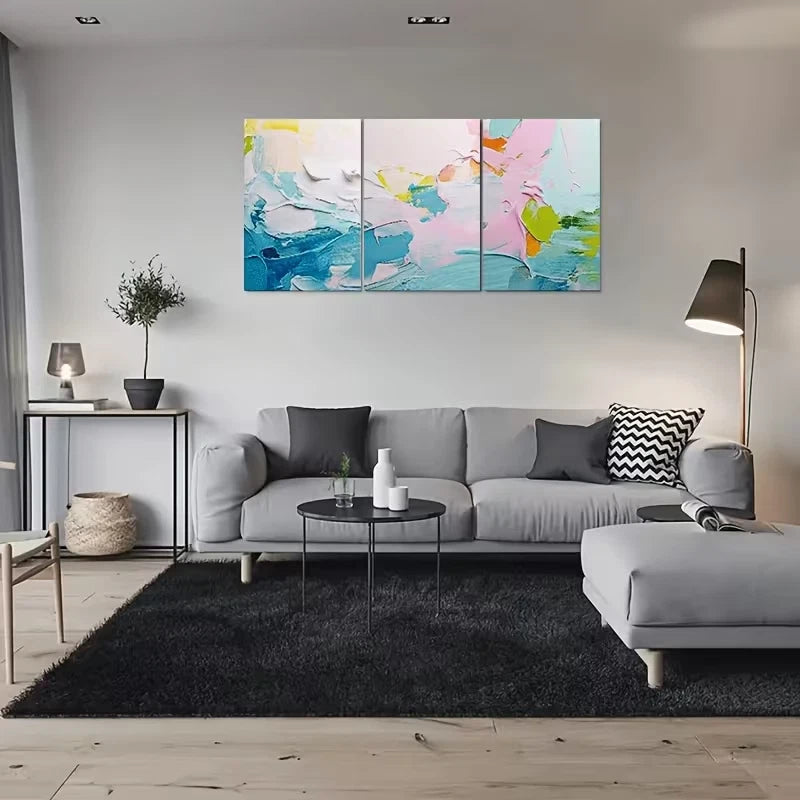 3pcs Contemporary Abstract Triptych Metal Print Ready to Hang Art