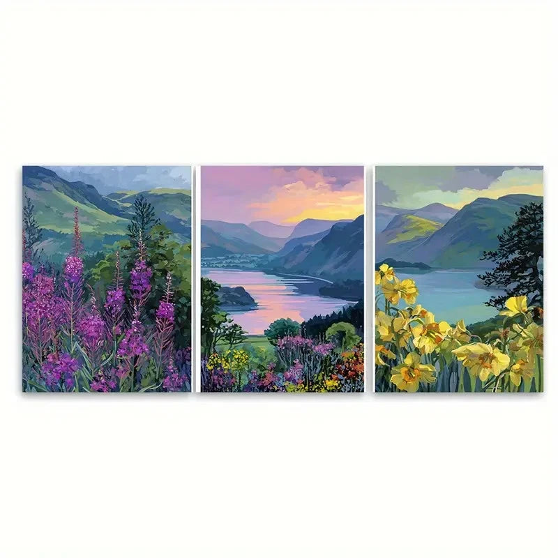 3pcs The Lake District National Park Travel Wall Art Set Canvas Framed 40x60cm - High Quality Print 100% Australian Made Wall Canvas Ready to Hang