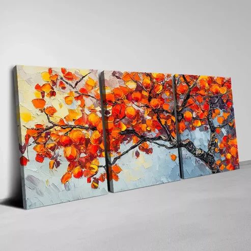 3pcs Vibrant Orange Tree of Life Wall Art Set Canvas Unframed - High Quality Print 100% Australian Made Wall Canvas