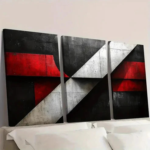 3pcs Black & White Geometric Design, Y Wall Art Set Canvas Unframed - High Quality Print 100% Australian Made Wall Canvas