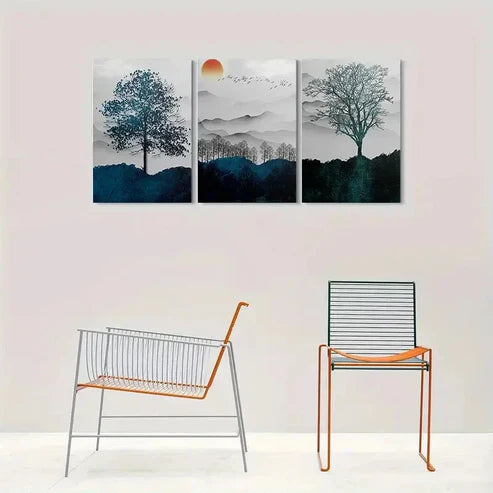 3pcs Minimalist Tree and Mountain Wall Art Set Canvas Unframed - High Quality Print 100% Australian Made Wall Canvas