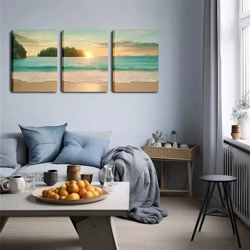 3pcs Stunning Artwork, Romantic, Casual Beach Wall Art Canvas Unframed - High Quality Print 100% Australian Made Wall Canvas