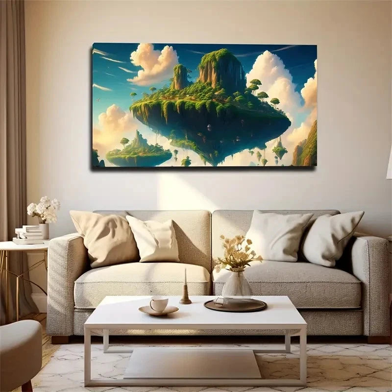 Realistic Island Nature Wall Art Canvas Office Home Room Framed 120x60cm