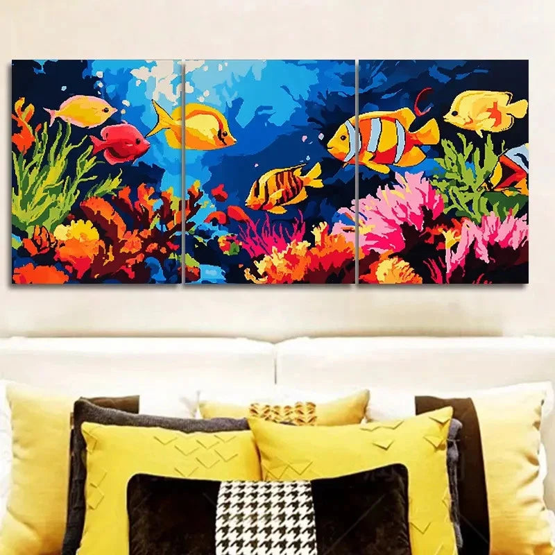 3pcs Motorcycle Oil Painting Metal Print Ready to Hang Art
