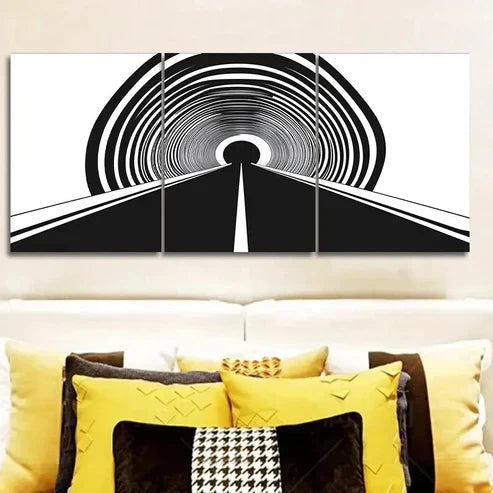 3pcs Tunnel black hole Wall Art Set Canvas Unframed - High Quality Print 100% Australian Made Wall Canvas