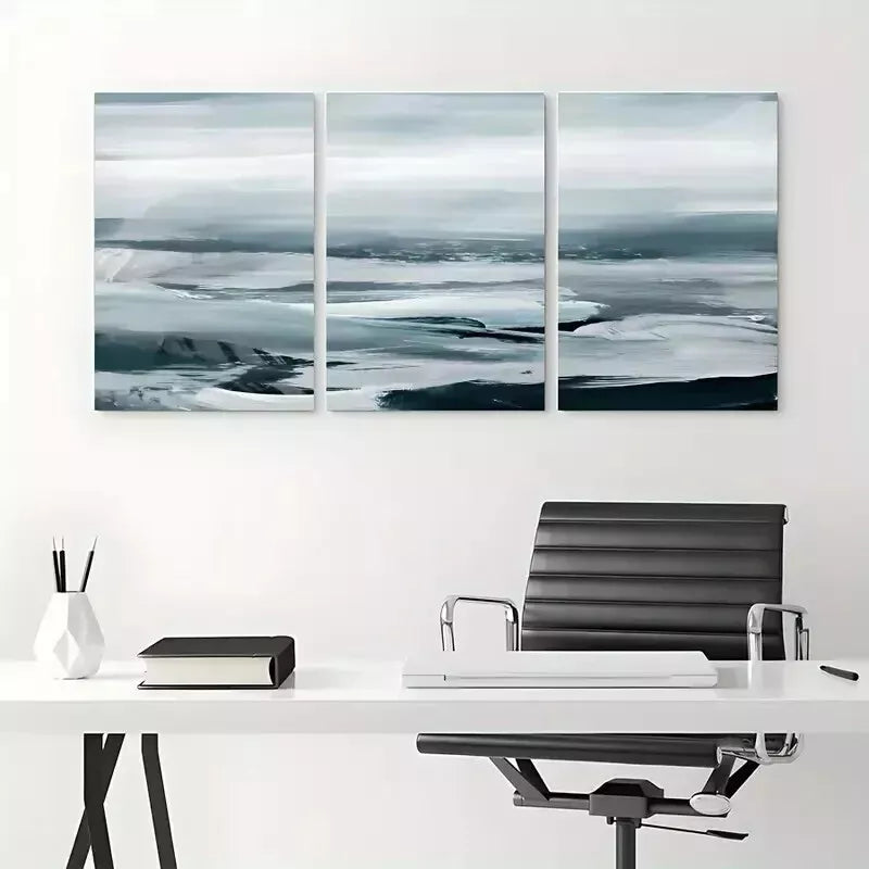 3pcs Teal Mountain Canvas Paintings Wall Art Set Canvas Framed 50x70cm - High Quality Print 100% Australian Made Wall Canvas Ready to Hang