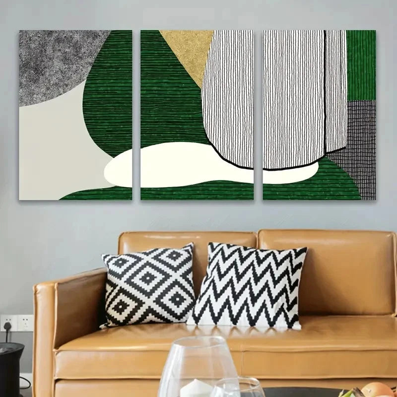 3pcs Modern Abstract Human Figure In Green Wall Art Set Canvas Framed 40x60cm - High Quality Print 100% Australian Made Wall Canvas Ready to Hang