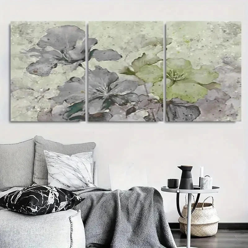 3pcs Serene Abstract Watercolor Floral Wall Art Set Canvas Framed 60x90cm - High Quality Print 100% Australian Made Wall Canvas Ready to Hang