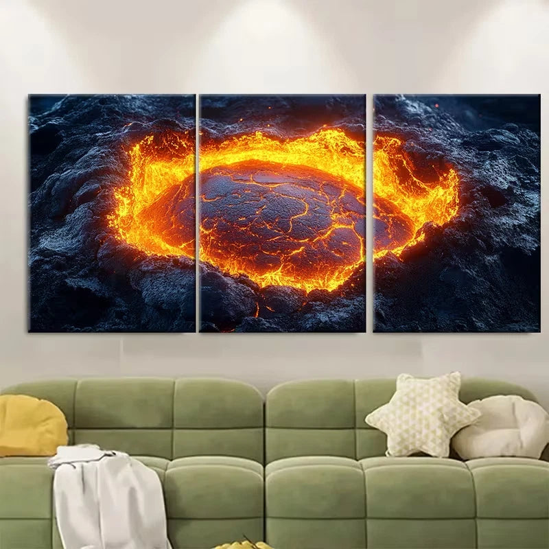 3pcs Vibrant Abstract Volcanic Metal Print Ready to Hang Art