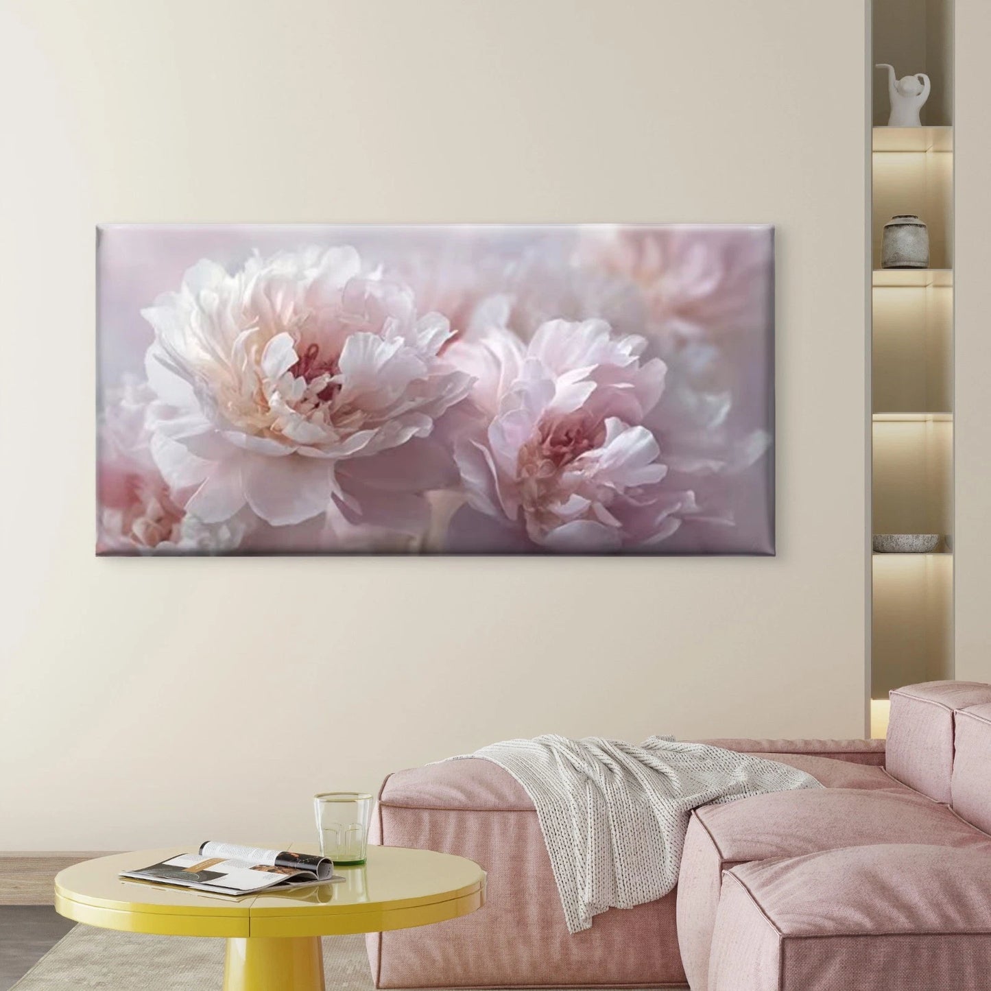 Abstract Pink Flower Wall Art Canvas Office Home Room Framed 120x60cm - Bella Home Decor