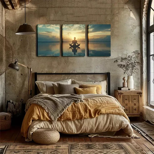 3pcs Triptych Canvas Art - Serene Meditation Wall Art Canvas Unframed - High Quality Print 100% Australian Made Wall Canvas