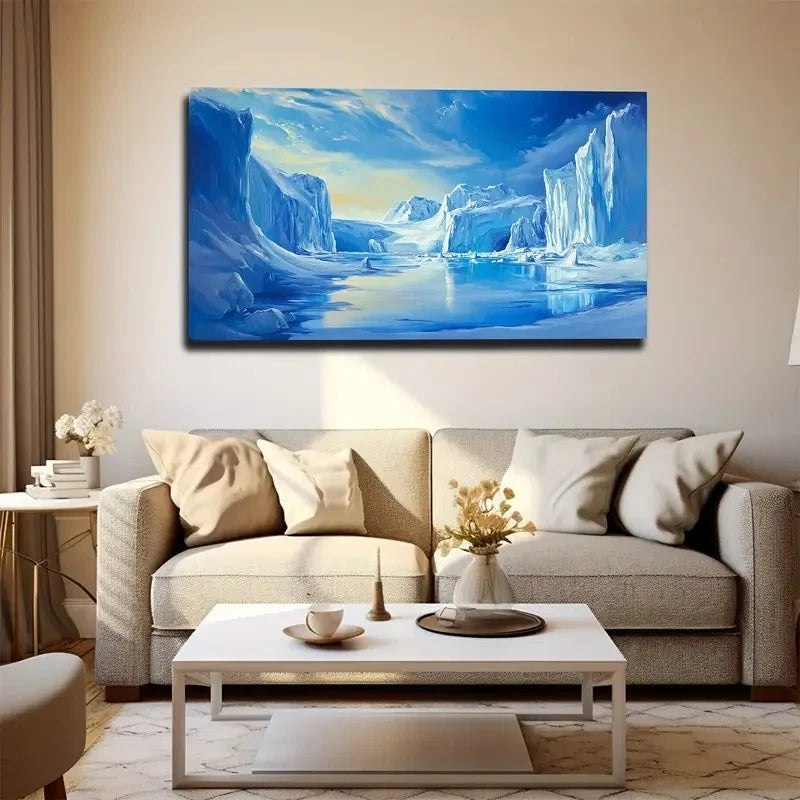 Large Antarctic Glacier Wall Art Canvas Office Home Room Framed 120x60cm