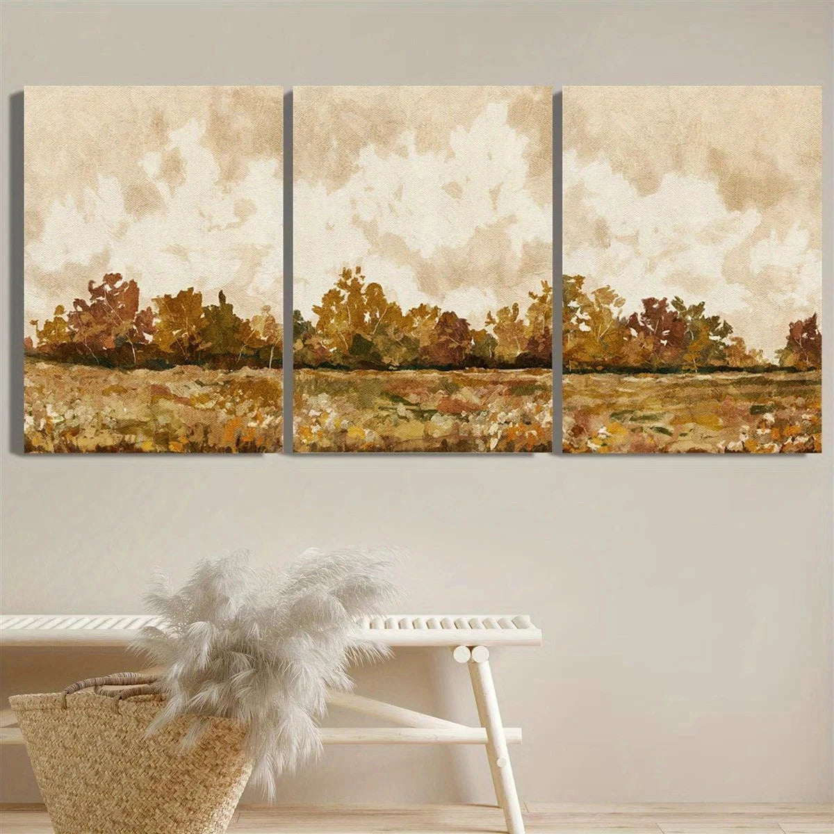 3pcs Autumn Tree Vibrant Foliage Scenery Metal Print Ready to Hang Art