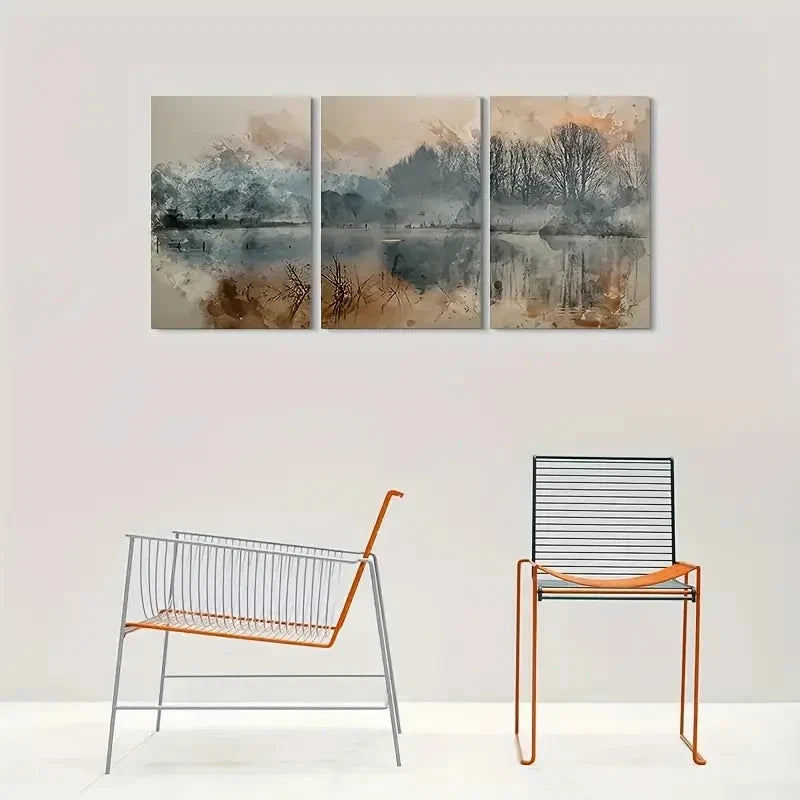 3pcs Abstract Landscape Brown and Beige Themed Wall Art Set Canvas Framed 60x90cm - High Quality Print 100% Australian Made Wall Canvas Ready to Hang