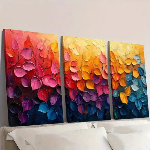 3pcs Vibrant Colorful Textured RF Wall Art Set Canvas Unframed - High Quality Print 100% Australian Made Wall Canvas