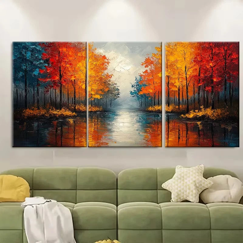 3pcs Abstract Colorful Nature Landscape Metal Print Ready to Hang Art