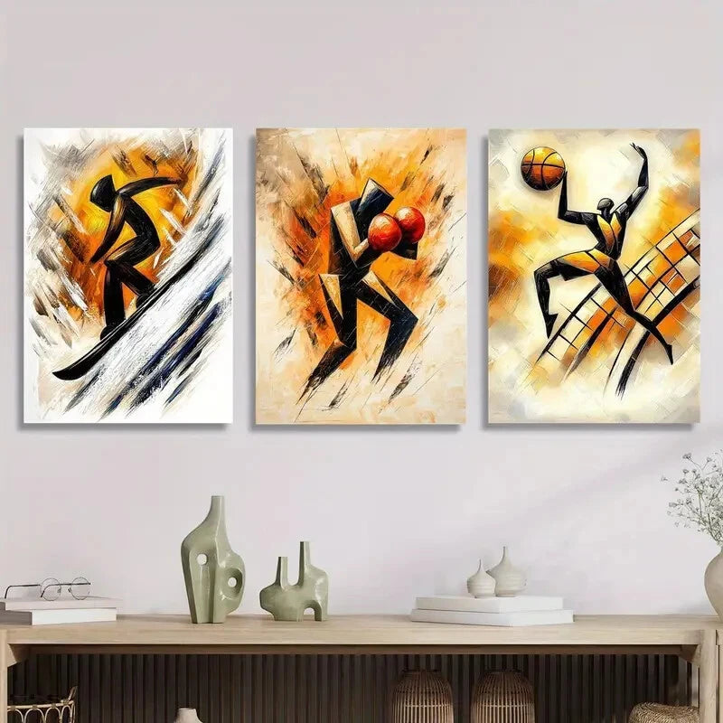 3pcs Extreme Skier, Boxing, Basketball Metal Print Ready to Hang Art