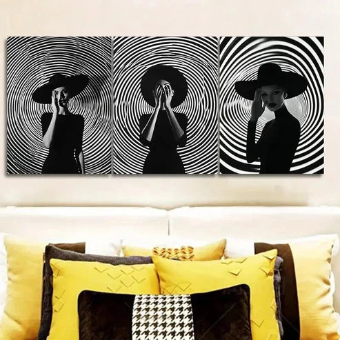 3pcs The Girl Under the Circle Wall Art Set Wall Art Canvas Unframed – High Quality Print 100% Australian Made Wall Canvas