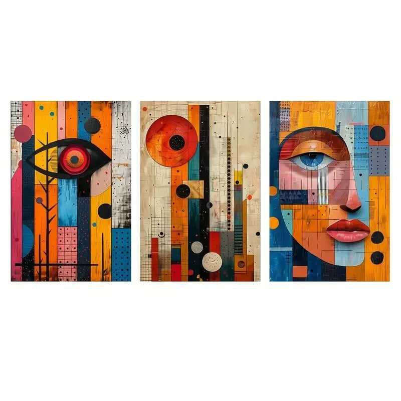 3pcs Bohemian Abstract Modern African Canvas Framed 40x60cm - High Quality Print 100% Australian Made Wall Canvas Ready to Hang - Bella Home Decor