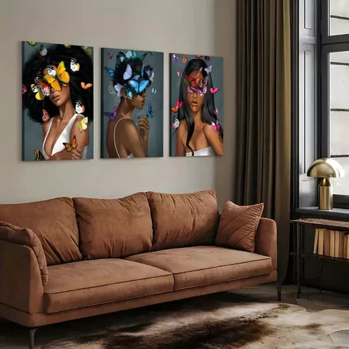 3pcs Butterfly Elegance Modern Wall Art Canvas Unframed - High Quality Print 100% Australian Made Wall Canvas - Bella Home Decor