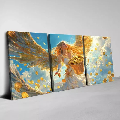 3pcs Elegant Angel of Money with Sky View Wall Art Canvas Unframed - High Quality Print 100% Australian Made Wall Canvas