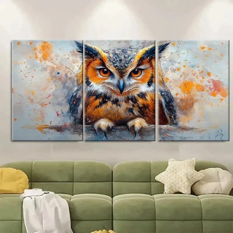 3pcs Watercolor Owl Canvas Our Wall Art Set Canvas Framed 50x70cm - High Quality Print 100% Australian Made Wall Canvas Ready to Hang - Bella Home Decor