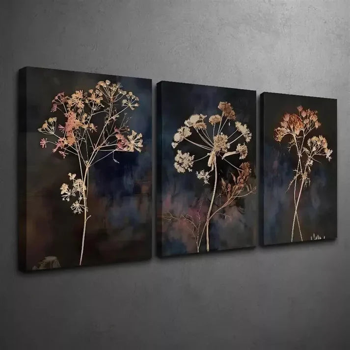 3pcs Vintage Wildflower Wall Art Canvas Unframed - High Quality Print 100% Australian Made Wall Canvas