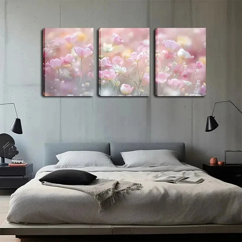 3pcs White Blooming Flowers Scenes Perfect Wall Art Set Canvas Framed 60x90cm - High Quality Print 100% Australian Made Wall Canvas Ready to Hang - Bella Home Decor