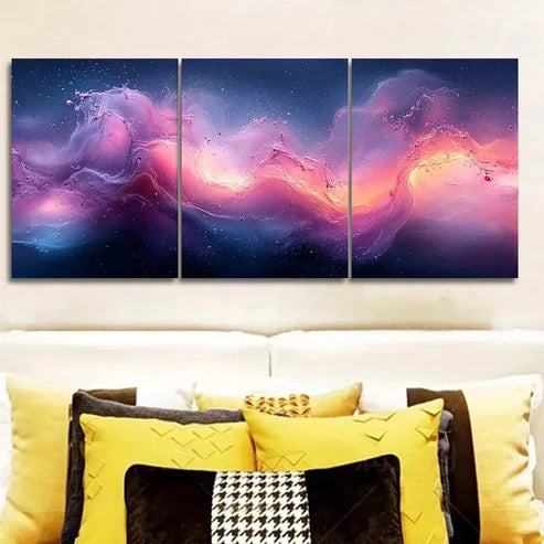 3 PCS Purple And Light Blue Water Wall Art Set Canvas Unframed - High Quality Print 100% Australian Made Wall Canvas - Bella Home Decor