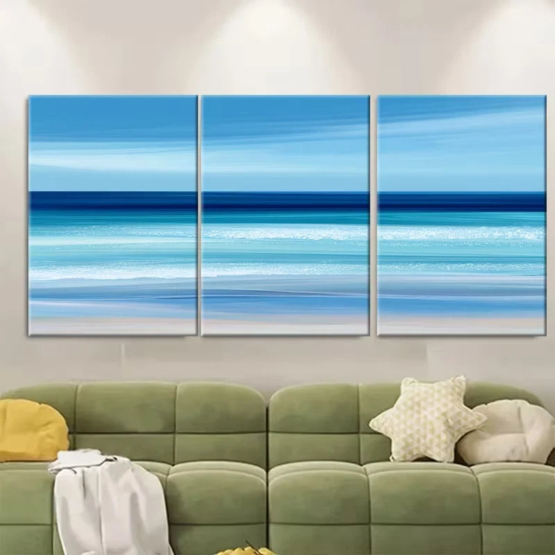 3pcs Minimalist Beach-Themed Metal Print Ready to Hang Art