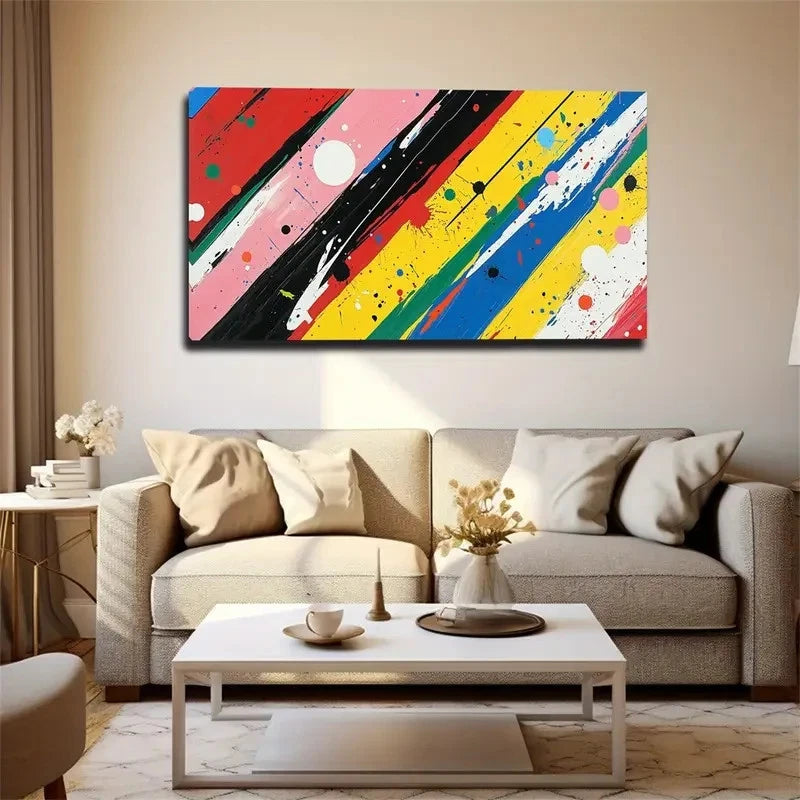 Stripes & Color Blocks Dots Wall Art Canvas Office Home Room Framed 120x60cm