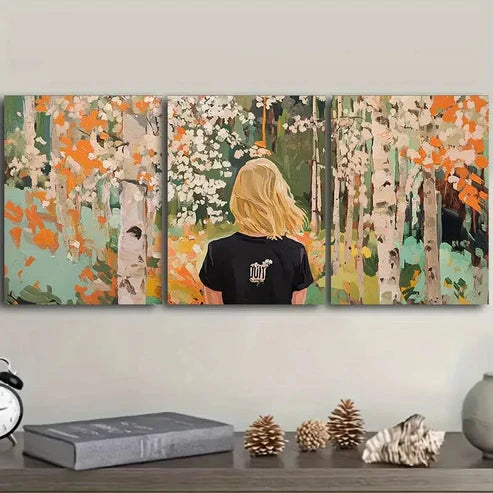 3pcs Spring forest Nature Trees Wall Art Set Canvas Unframed - High Quality Print 100% Australian Made Wall Canvas