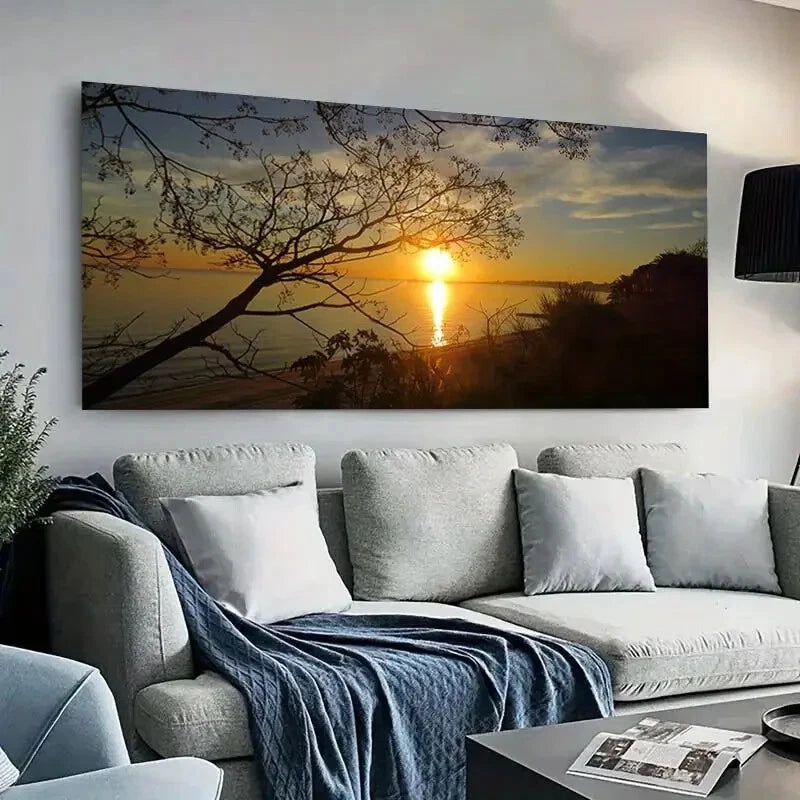 Beach Sunset Ocean and Sky wall canvas office home room framed 120x60cm - Bella Home Decor
