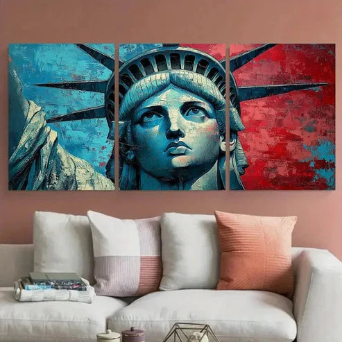 3pcs Statue of Liberty New York City Impasto Wall Art Set Canvas Unframed - High Quality Print 100% Australian Made Wall Canvas