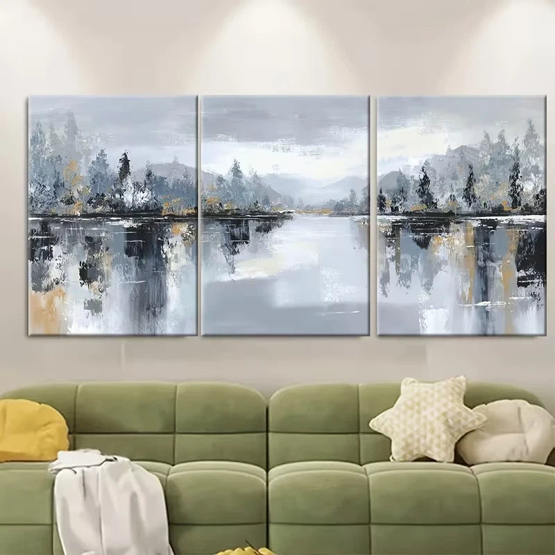 3pcs Abstract Landscape Oil Painting Metal Print Ready to Hang Art