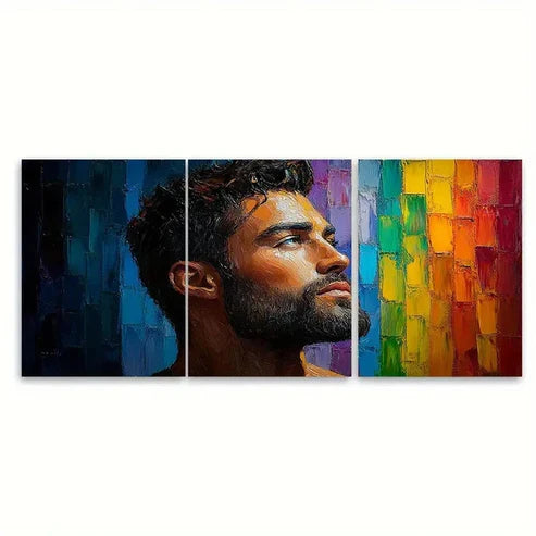 3pcs Male Body Impasto Illustration Wall Art Canvas Unframed - High Quality Print 100% Australian Made Wall Canvas
