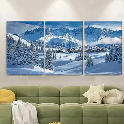 3pcs 1850 Ski Resort Print Luxe Alpine Art Wall Art Set Canvas Unframed – High Quality Print 100% Australian Made Wall Canvas - Bella Home Decor