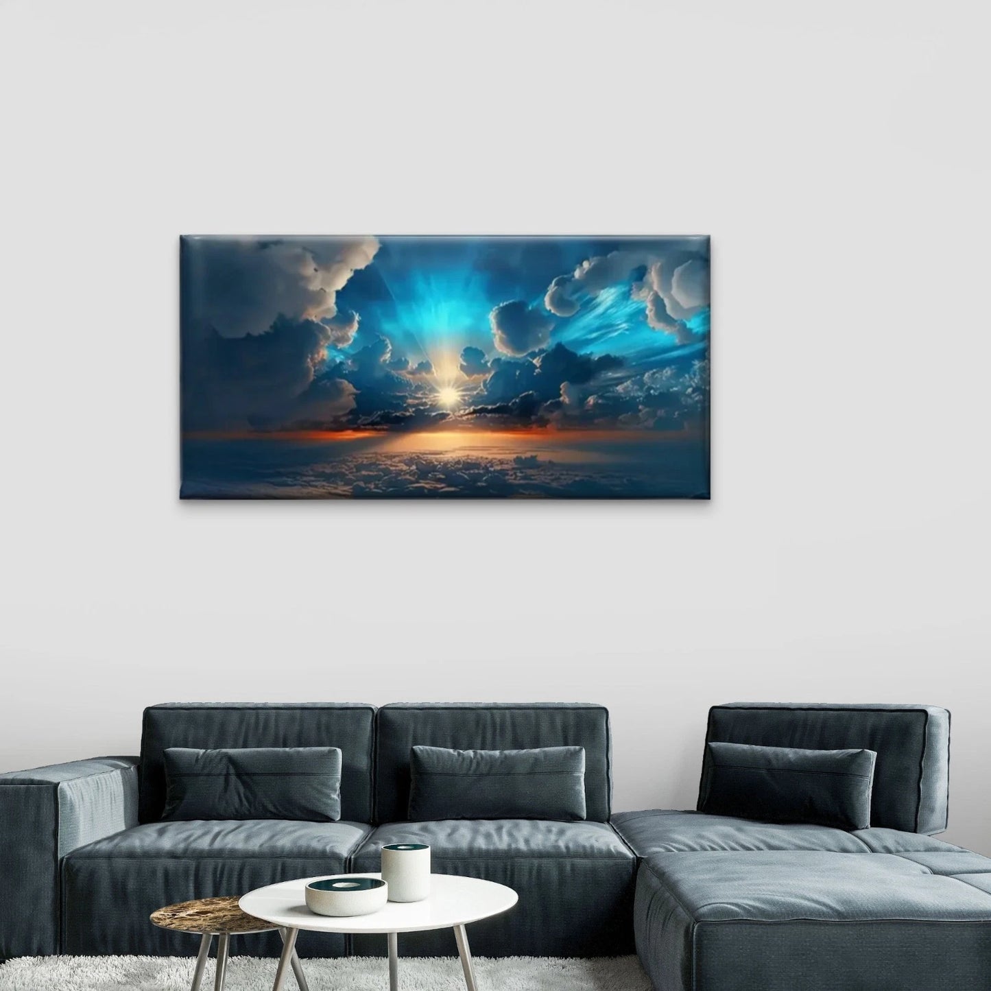 Clouds Sunny Beautiful Sky Wall Art Canvas Office Home Room Framed 120x60cm